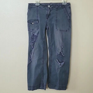 Pilcro Anthropologie Charcoal Distressed Low Rise Denim Cargo Jeans - Size 26